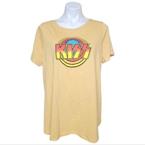 KISS Womens 0X Yellow Graphic Short Sleeve Tshirt